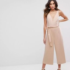 ASOS Premium Structured Plunge Jumpsuit with Tie Belt
